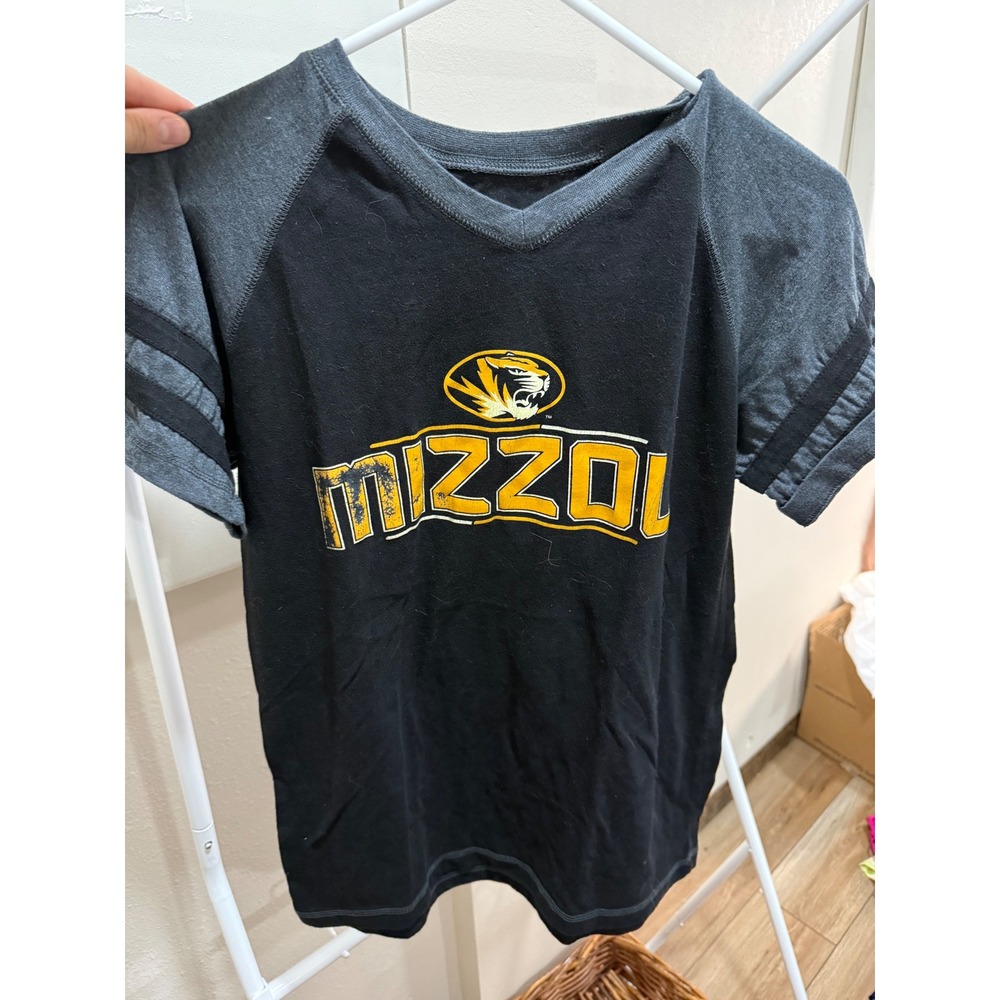 Pro Edge Mizzou Missouri Tigers Raglan Graphic Tee Black Grey Womens Medium
